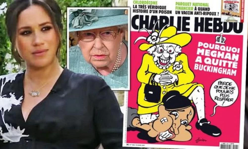 "Ασέβεια" προ βασίλισσα από Charlie Hebdo: Η Ελισάβετ πνίγει την Μέγκαν
